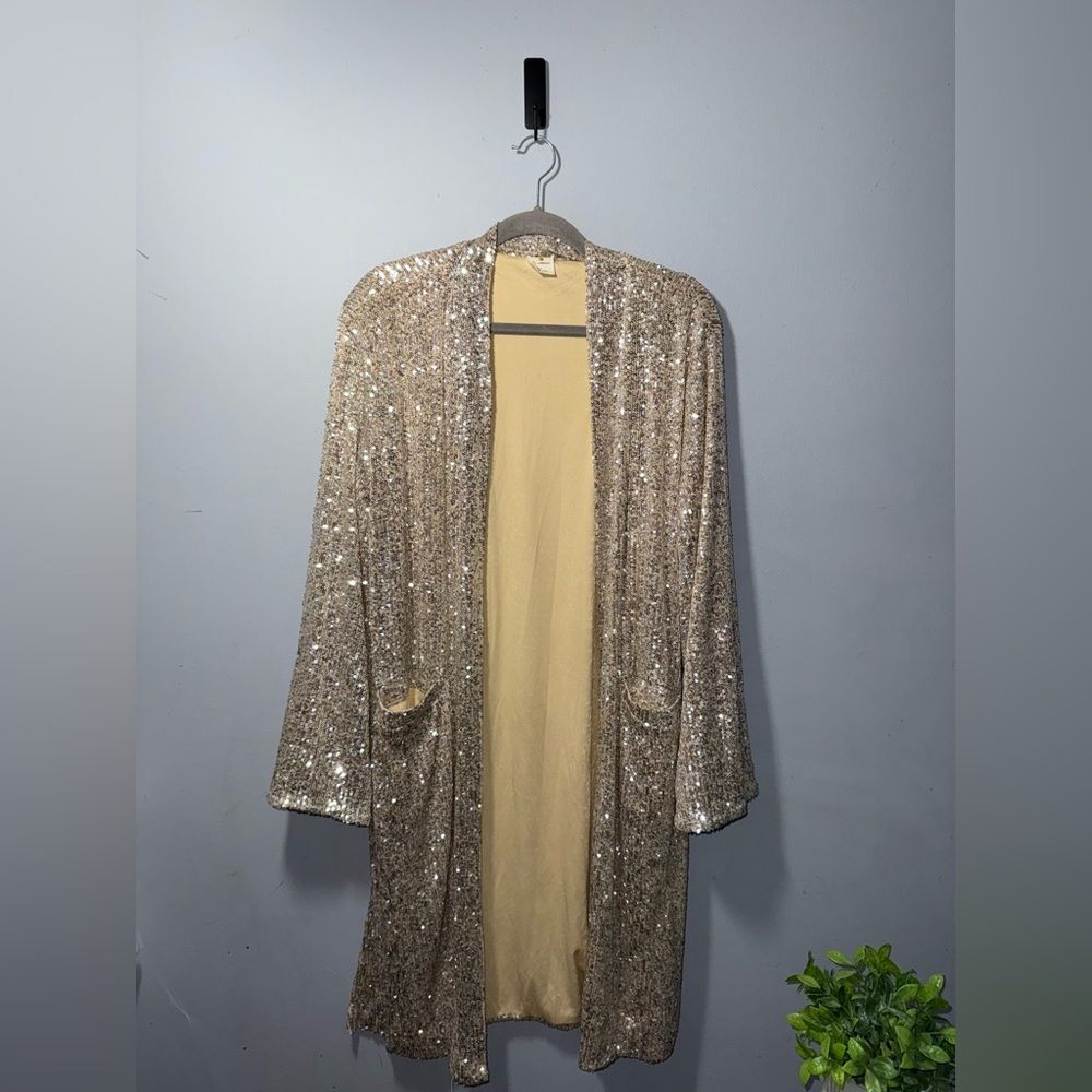 By Together + Collection Sequin Duster Cardigan Jacket w/ Pockets | Size L| EUC